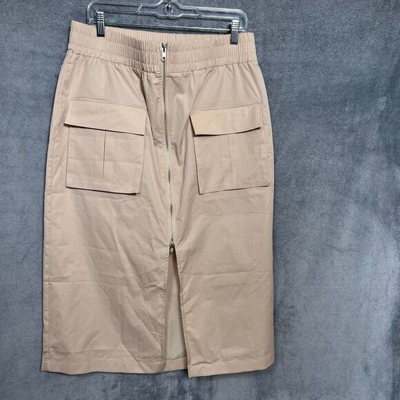 Abercrombie & Fitch Women’s Cargo Utility Zip-Front Midi Skirt Beige Size L O - Picture 1 of 16